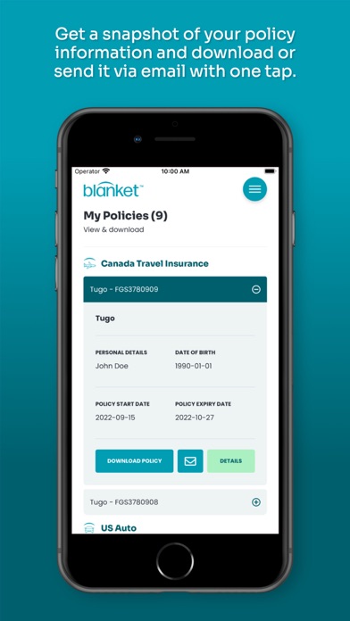 Blanket Insurance Screenshot