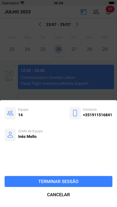 WYD Volunteer Schedule Screenshot