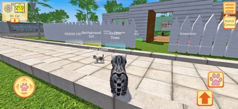 Cute Pocket Cat 3D - Part 2 - L'application permet d'explorer un monde ouvert et d'accéder à des fonctionnalités communautaires via le menu, comme la liste d'amis et la ville en ligne.
