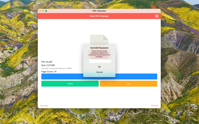 Omni PDF Unlocker - Password