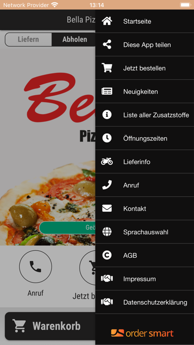 Pizzaservice Bella Screenshot