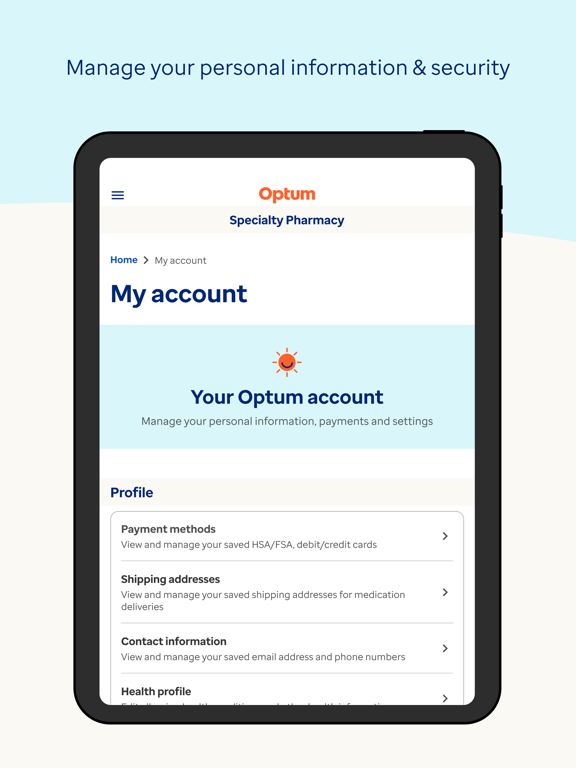 Optum Specialty Pharmacy iPad screenshot 5 - Health & Fitness app