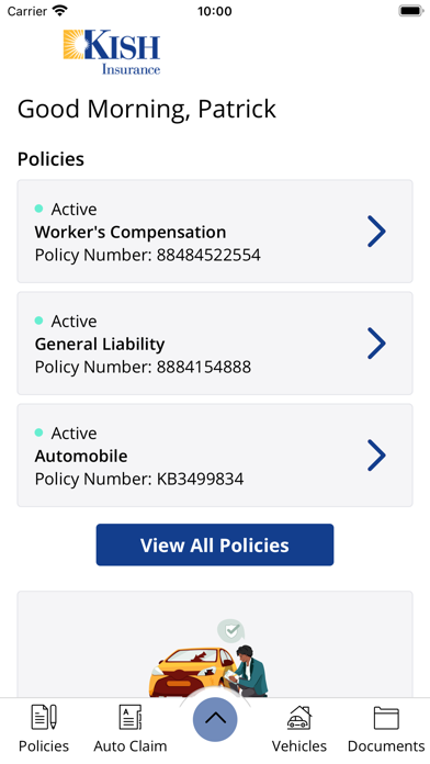 Kish Insurance Customer Care Screenshot