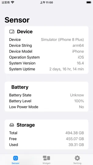 Screenshot von Sensor - Device Monitor auf dem iPhone 1