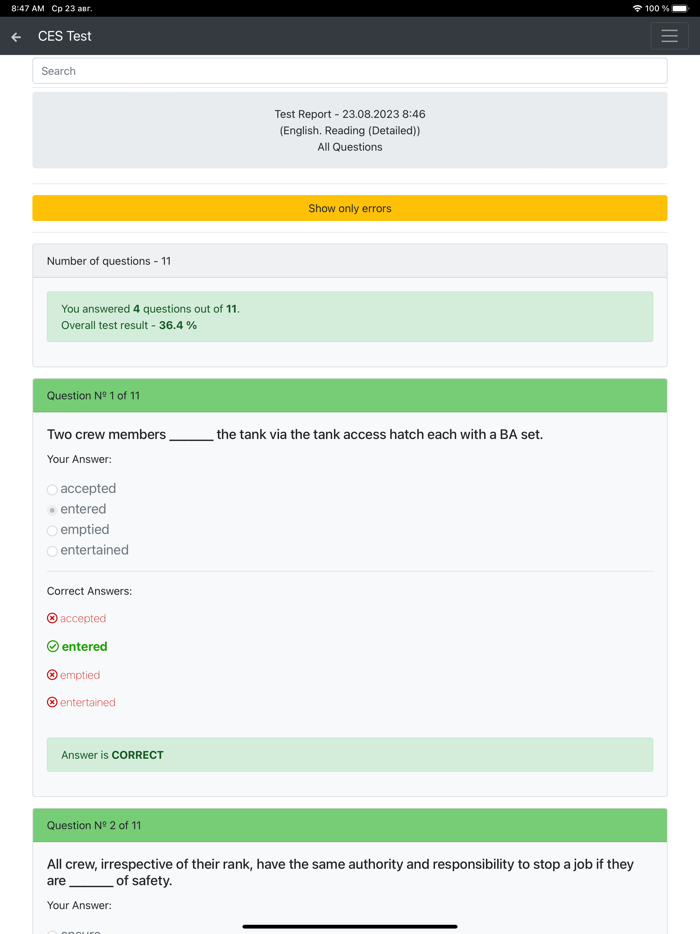 English. Reading Detailed CES