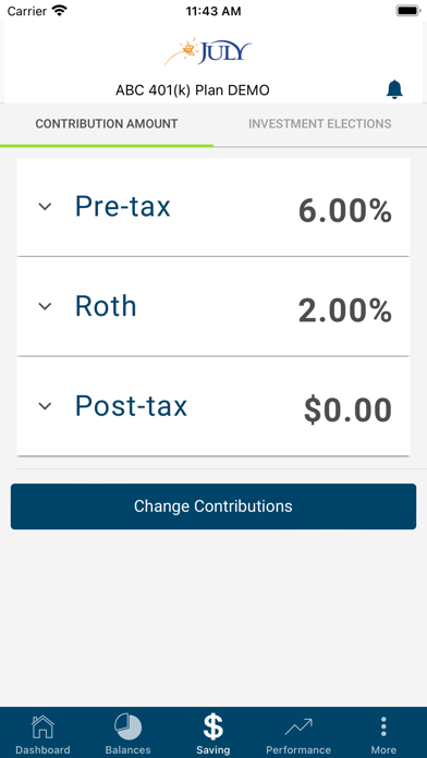 JULY Retirement Screenshot