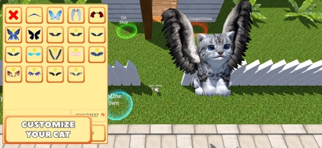Cute Pocket Cat 3D - Part 2 - Cet outil offre une personnalisation poussée avec des accessoires uniques comme des ailes fantaisie et une interface claire pour modifier l'apparence de son chat.