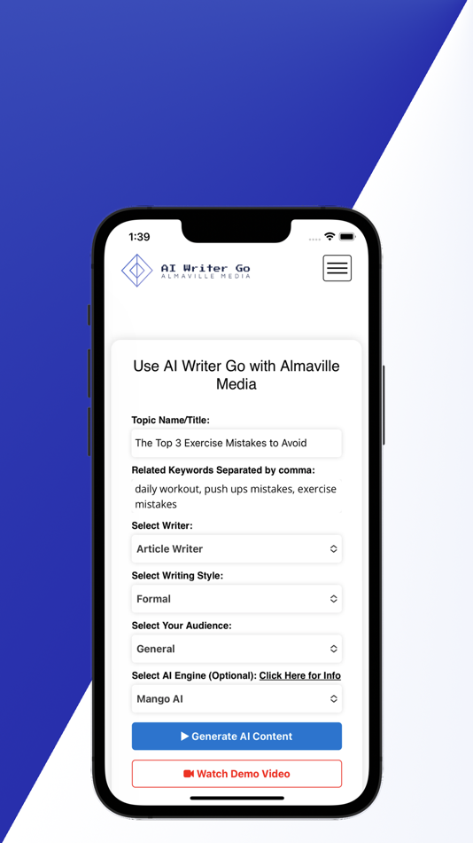 #1. AI Writer Go (iOS) 由: Almaville Media, LLC.