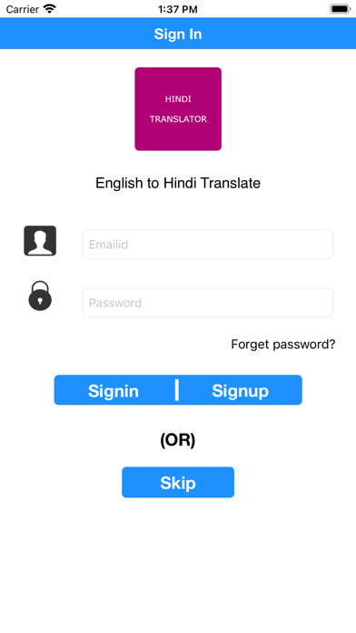 English to Hindi Translate Screenshot