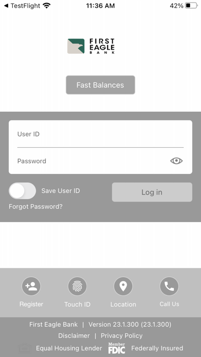 First Eagle Bank Screenshot