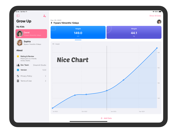 Grow Up Kids Growth Tracker