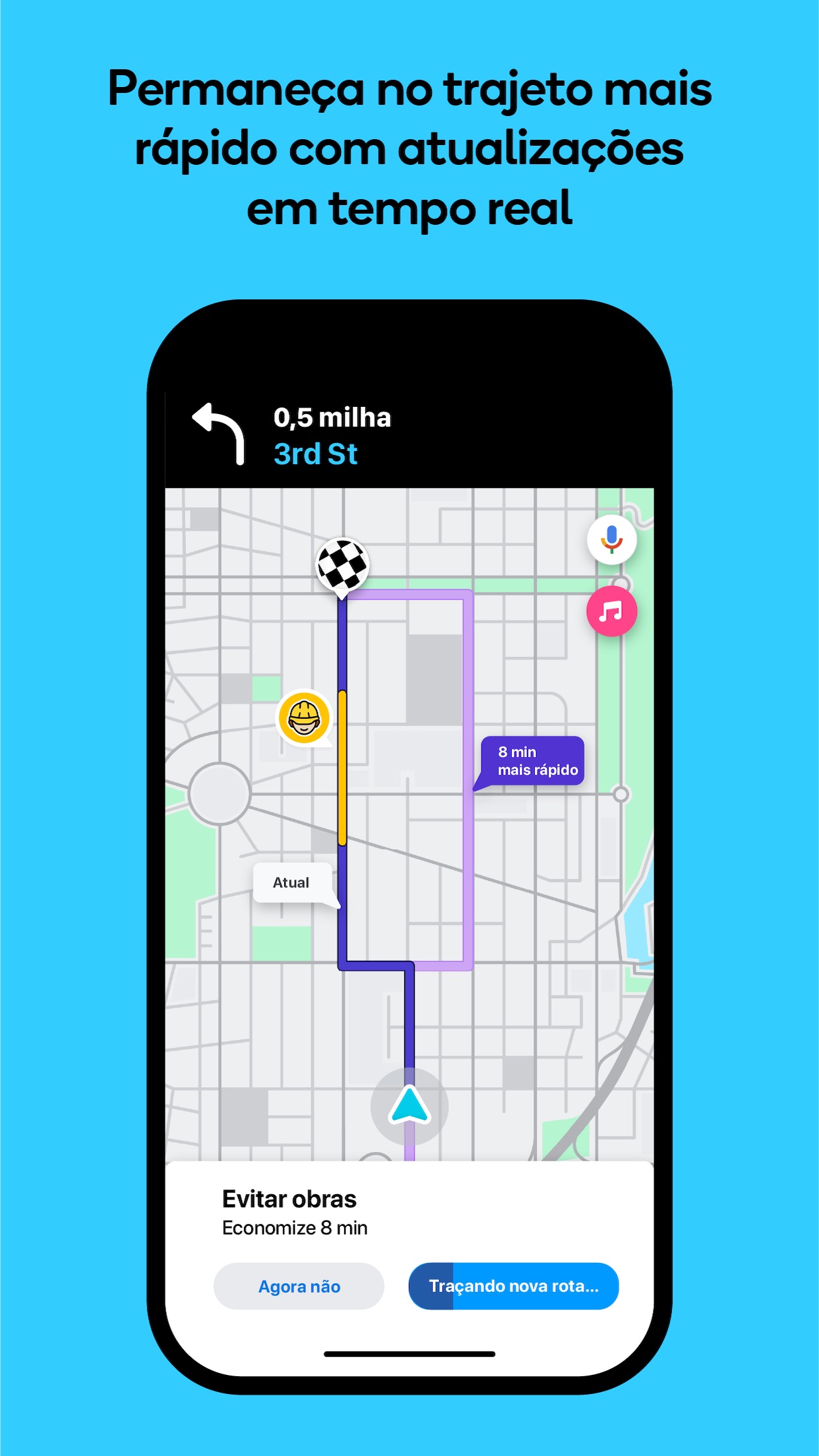 Screenshot do app Waze – GPS e Trânsito ao vivo