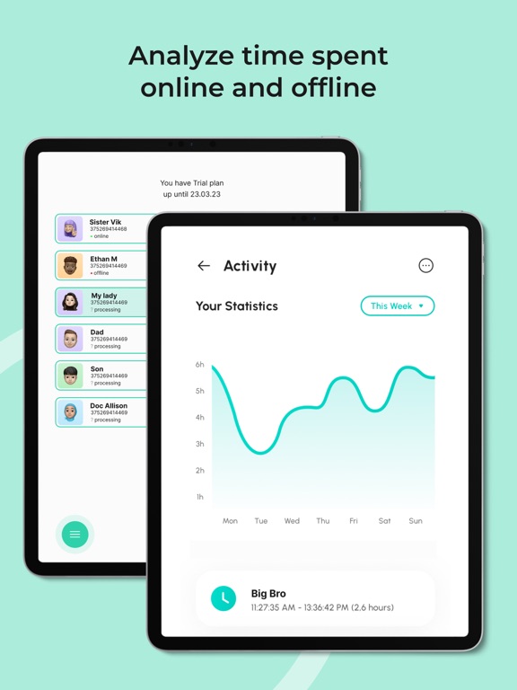 LastOnline Family Status Track iPad screenshot 1 - Productivity app
