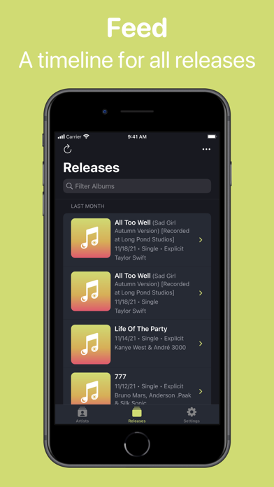 MusicDay - Music Notifications Screenshot