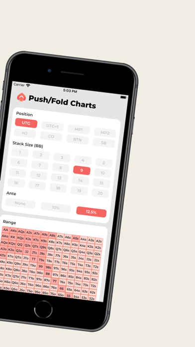 Push Fold Poker Charts Screenshot