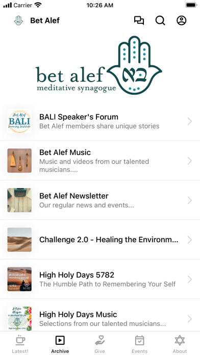 Bet Alef Meditative Synagogue Screenshot