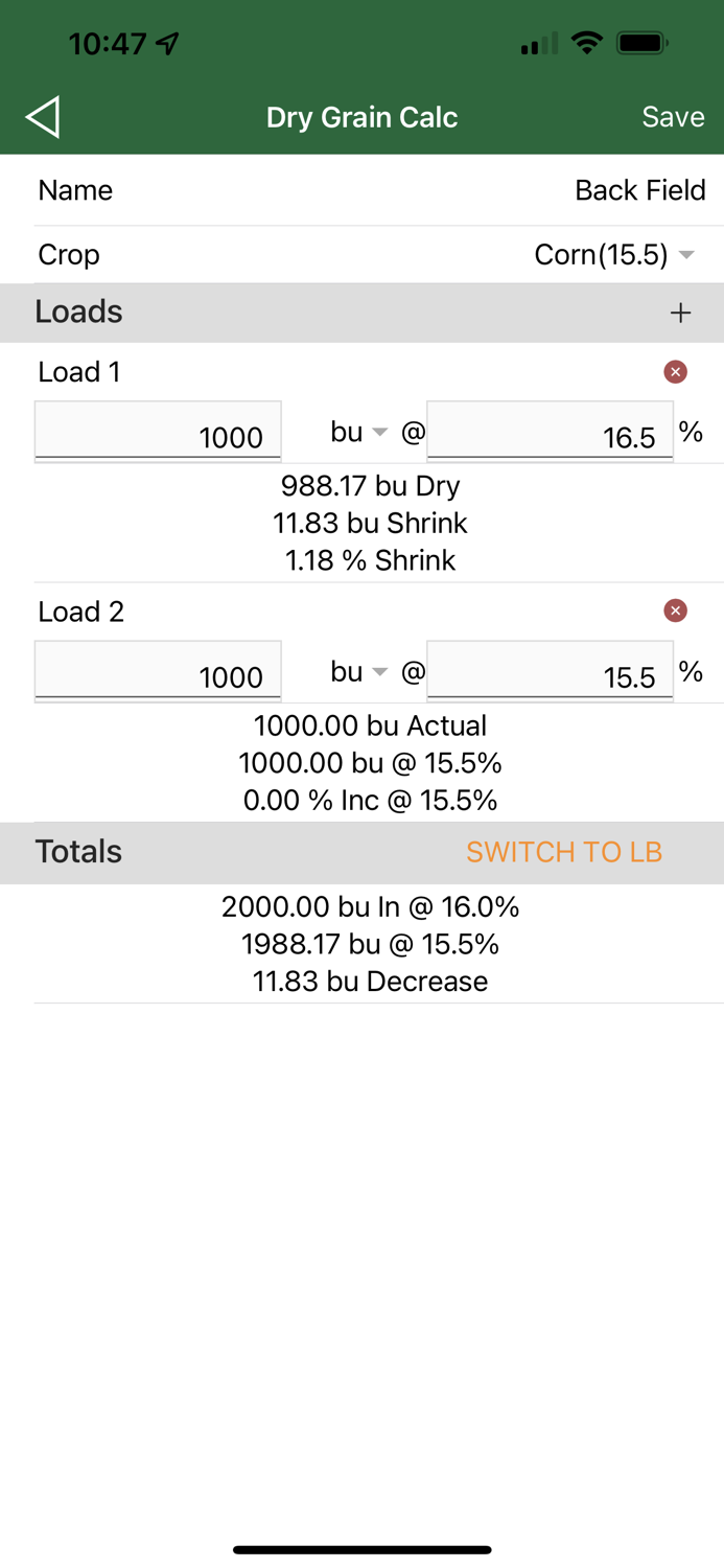 Dry Grain Calculator