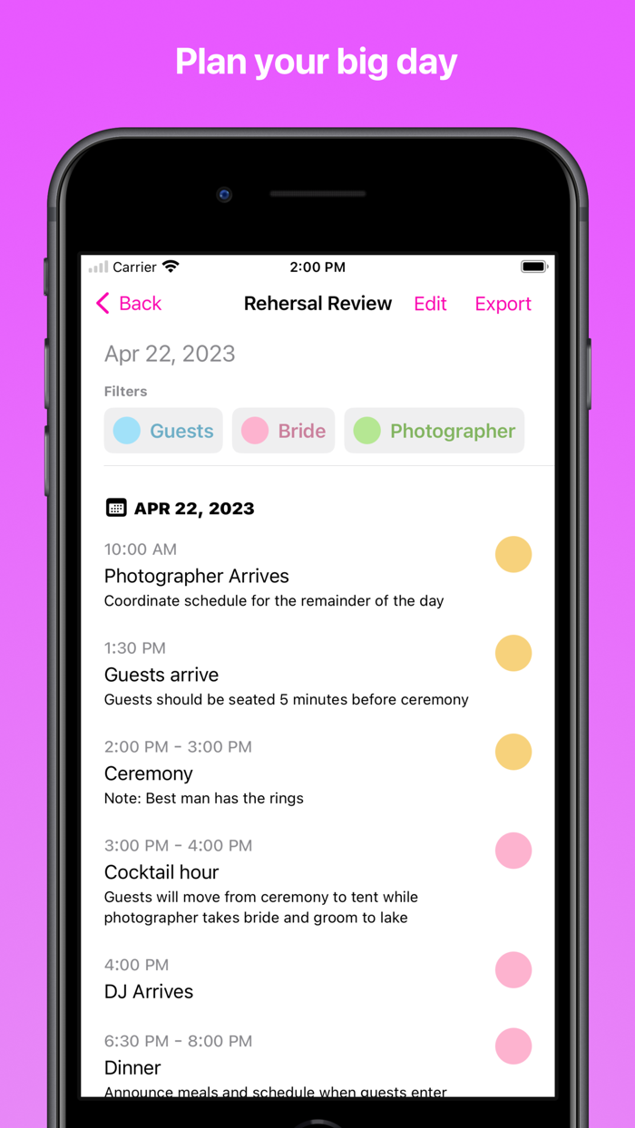 Wedding Schedule Maker