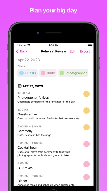 Wedding Timeline Event Planner