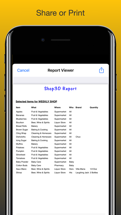 Shop3D Grocery Checklist Screenshot