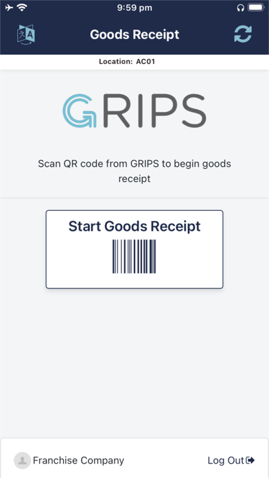 GRIPS Goods Inwards Screenshot