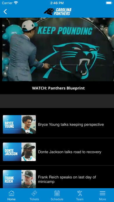 Carolina Panthers Mobile Screenshot