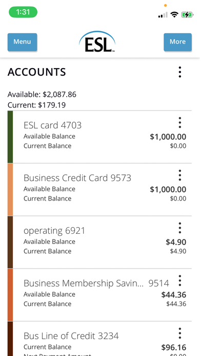ESL Business Mobile Banking Screenshot