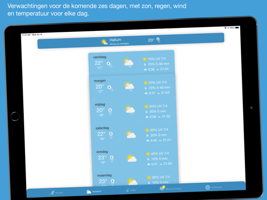 Weerbericht Nederland iPad app afbeelding 2