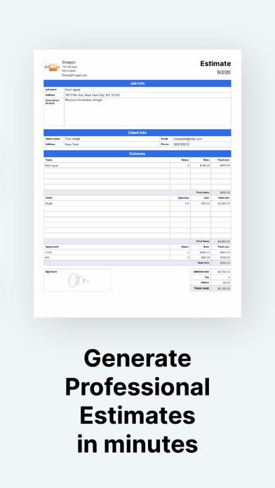 Job Estimates & Invoices Screenshot