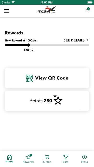 Mos Irish Pub Rewards Screenshot