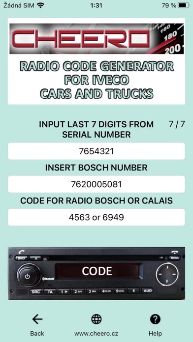 RADIO CODE for IVECO TRUCK Screenshot