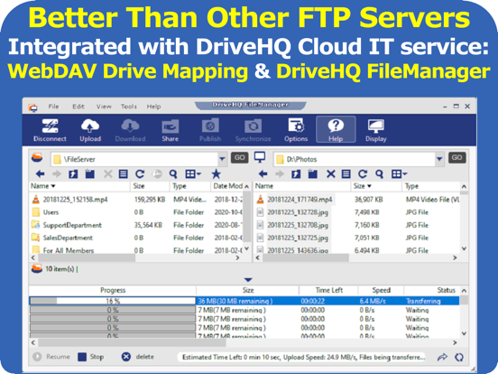 DriveHQ Cloud FTP Server iPad screenshot