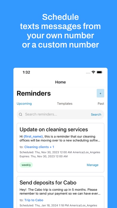 Reminderbase: Scheduled Text Screenshot