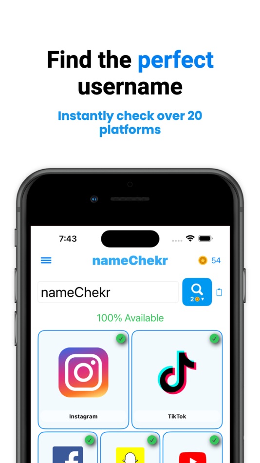 #1. NameChekr - Username Checker (iOS) 由: John Baker