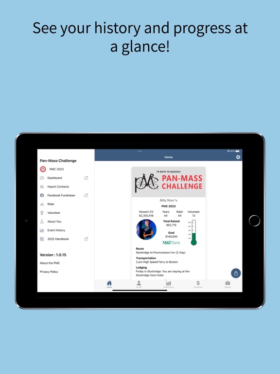 Pan-Mass Challenge iPad screenshot 4 - Health & Fitness app