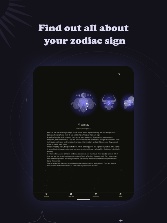 Simple daily horoscope iPad screenshot 1 - Lifestyle app