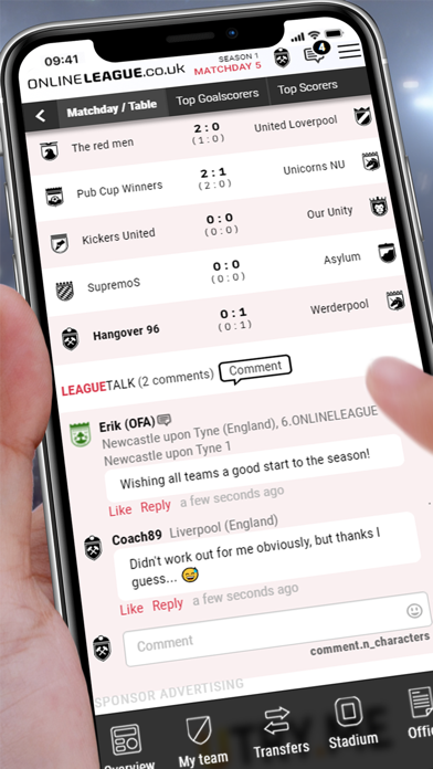 ONLINELEAGUE.co.uk - Football Screenshot