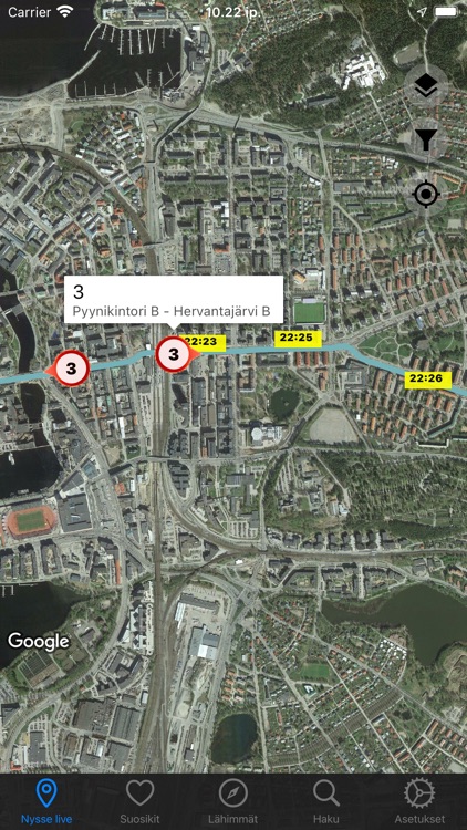 NysseNyt: Live buses & rail