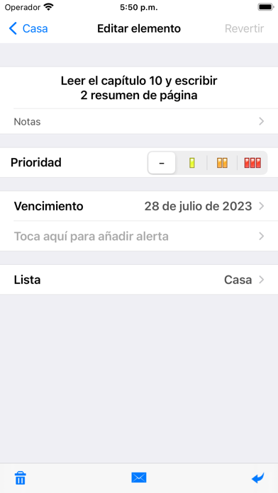 ¡Lista! Captura de pantalla de la aplicación