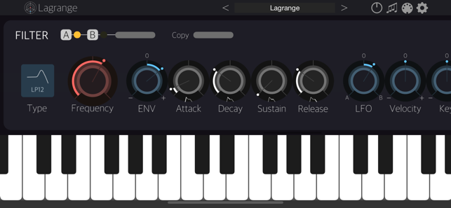 ‎Lagrange - Captura de pantalla del sintetitzador del connector AUv3