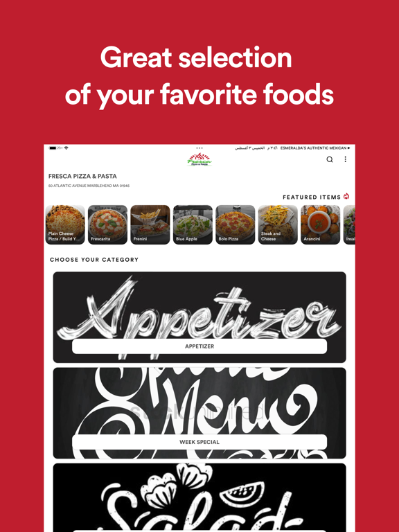 Fresca Pizza & Pasta iPad screenshot 2 - Food & Drink app