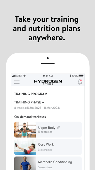 Hydrogen Fitness App Screenshot