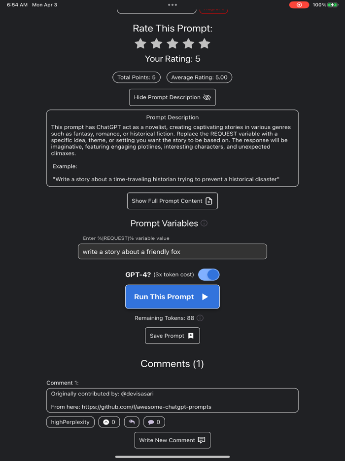 highPerplexity Custom Prompts