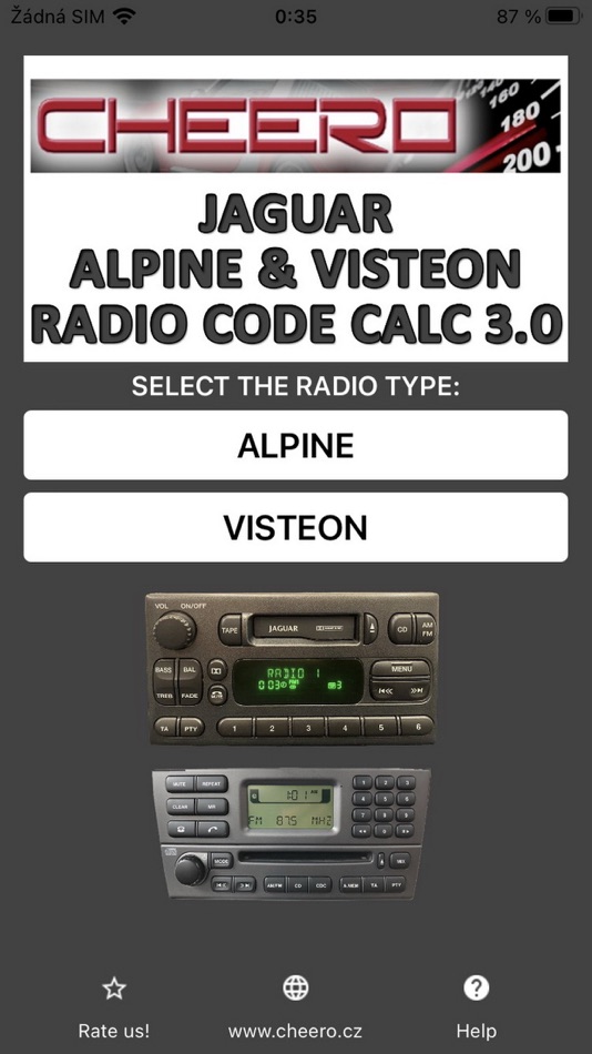 #1. RADIO CODE for JAGUAR ALPINE (iOS) 由: Petr Svihovec
