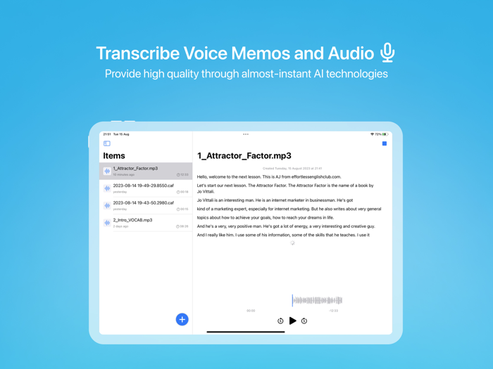 TranscribeX all audio to text