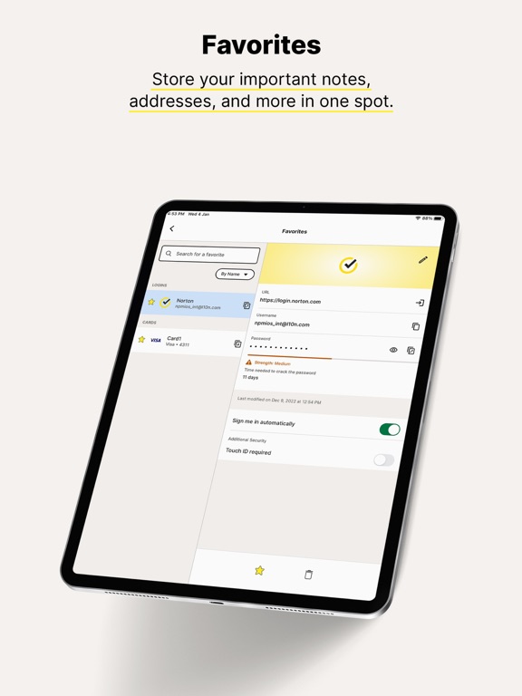 Norton Password Manager iPad app afbeelding 8