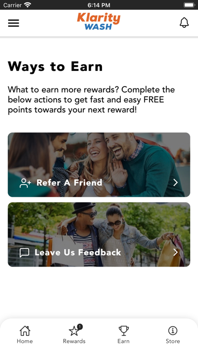 Klarity Wash Rewards Screenshot