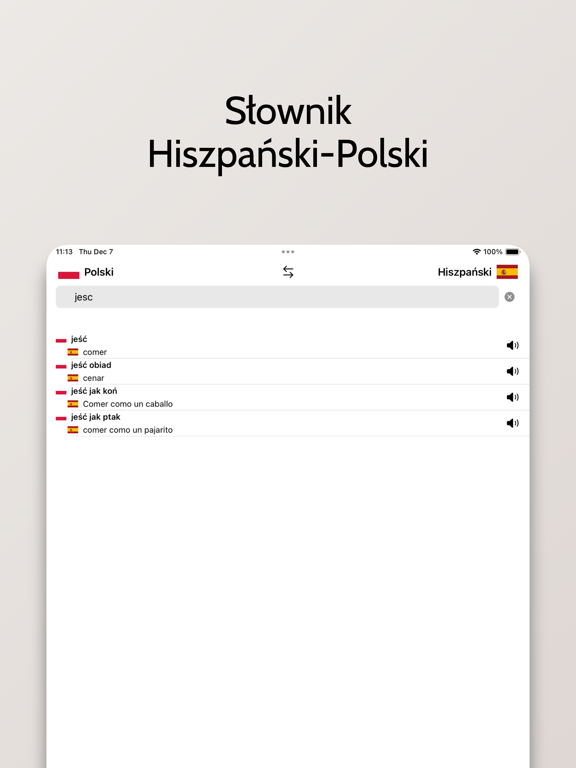 Słownik Hiszpański-Polski iPad screenshot 1 - Reference app