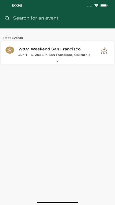 William & Mary Alumni Events Screenshot