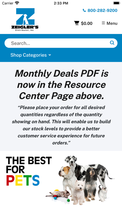 Zeiglers Distributor Screenshot